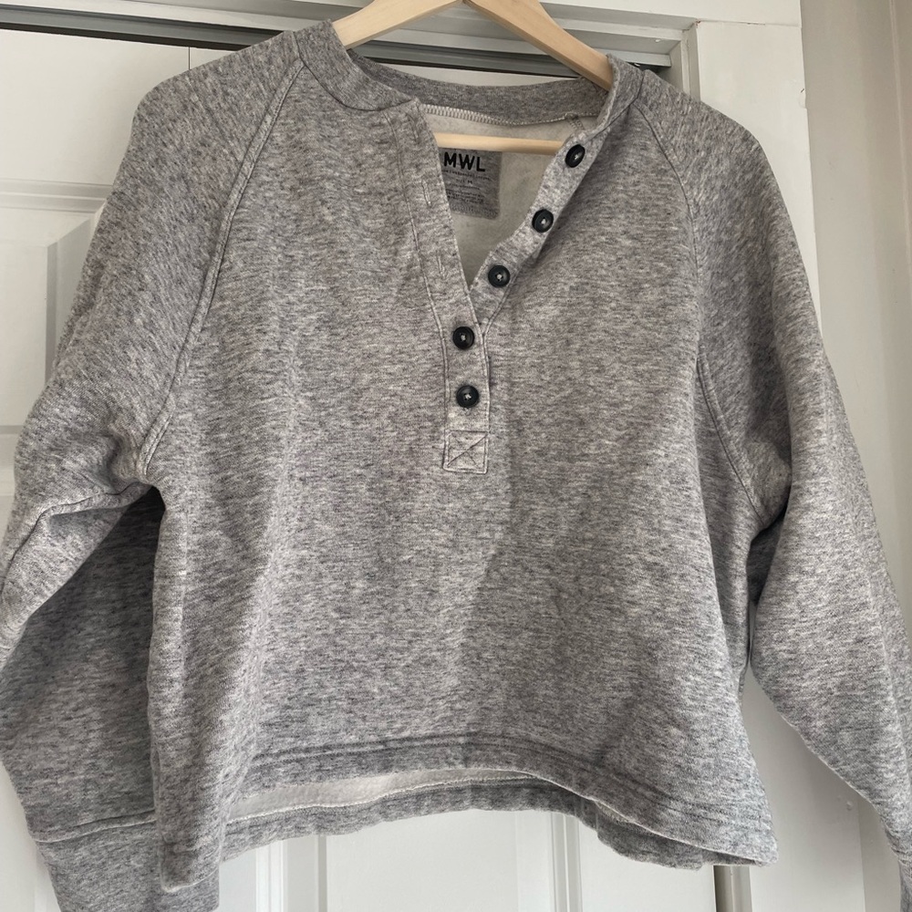 Madewell Gray Button Up Sweatshirt